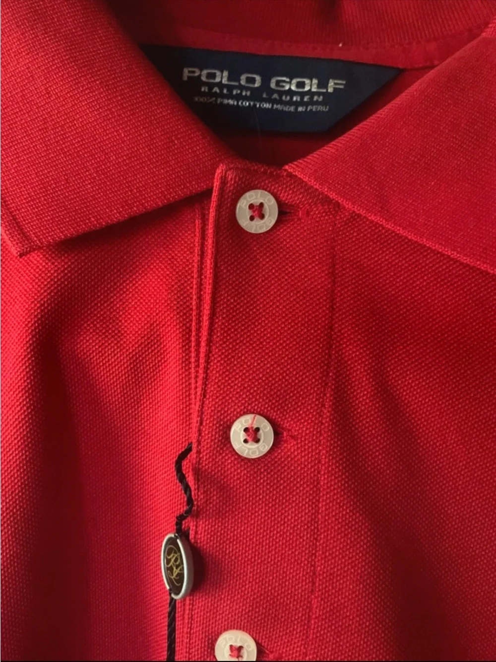 Polo by Ralph Lauren Men’s Bright Red Polo with Navy Logo